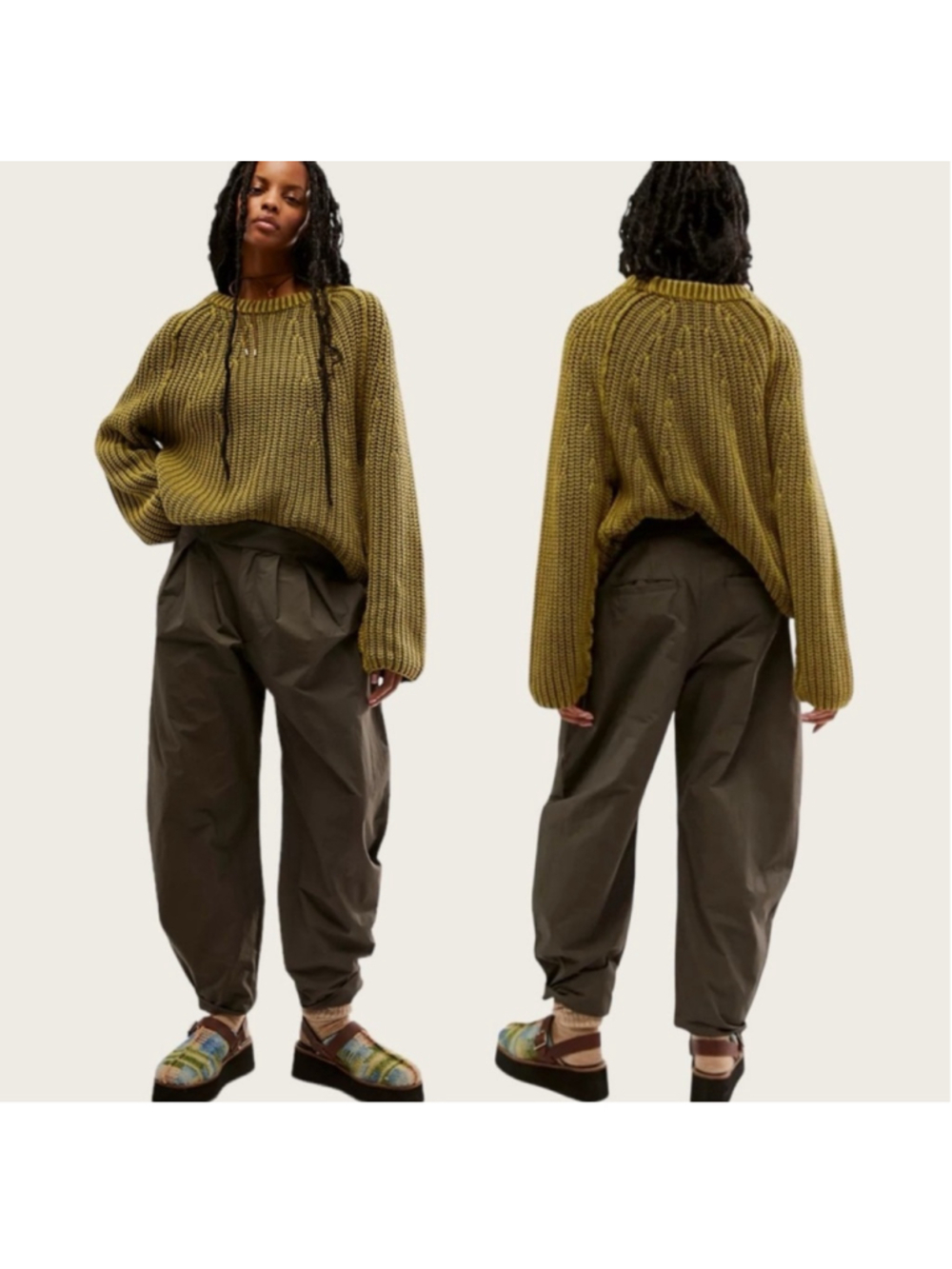 Free People Gabriette Barrel Trousers Size 12 Rubber Brown Pleated Pants - Picture 1 of 11